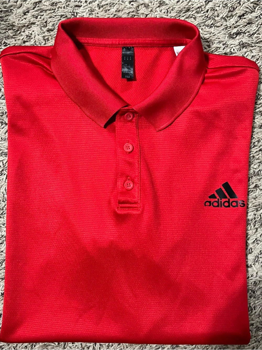 adidas Men's Bright Red Polo with Black Logo